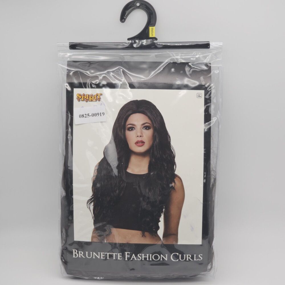 Spirit Halloween Brunette Curls Wig‎ Long Costume Brown Hair Cosplay Size Medium